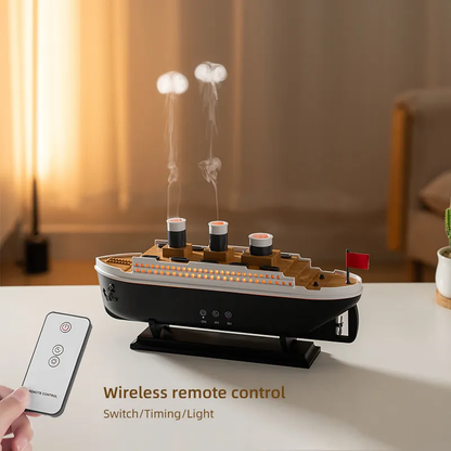 Titanic Ship Aroma Diffuser – Jellyfish Mist Humidifier  with Remote Control & Color LED Night Light (250ml)