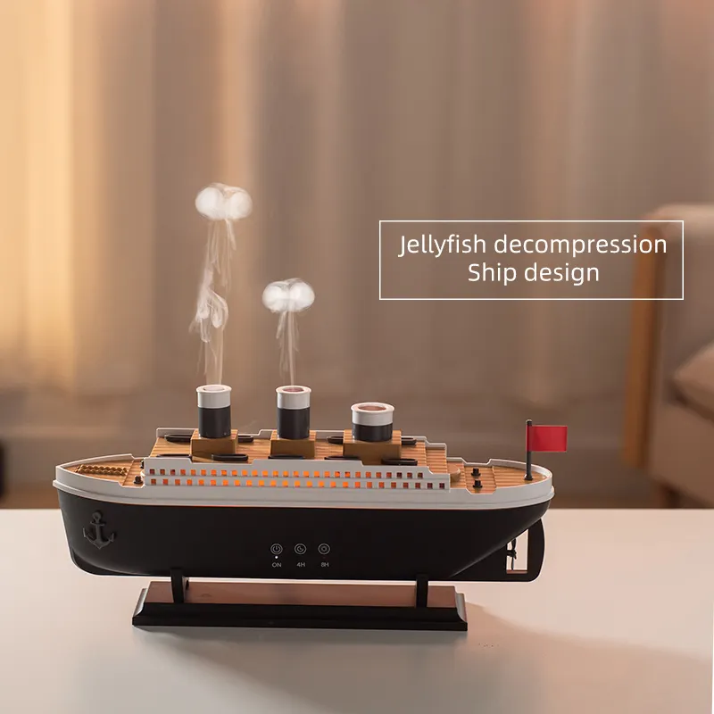 Titanic Ship Aroma Diffuser – Jellyfish Mist Humidifier  with Remote Control & Color LED Night Light (250ml)